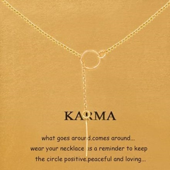 Gold Karma Circle Wish Necklace W/Card - Picture 2 of 2